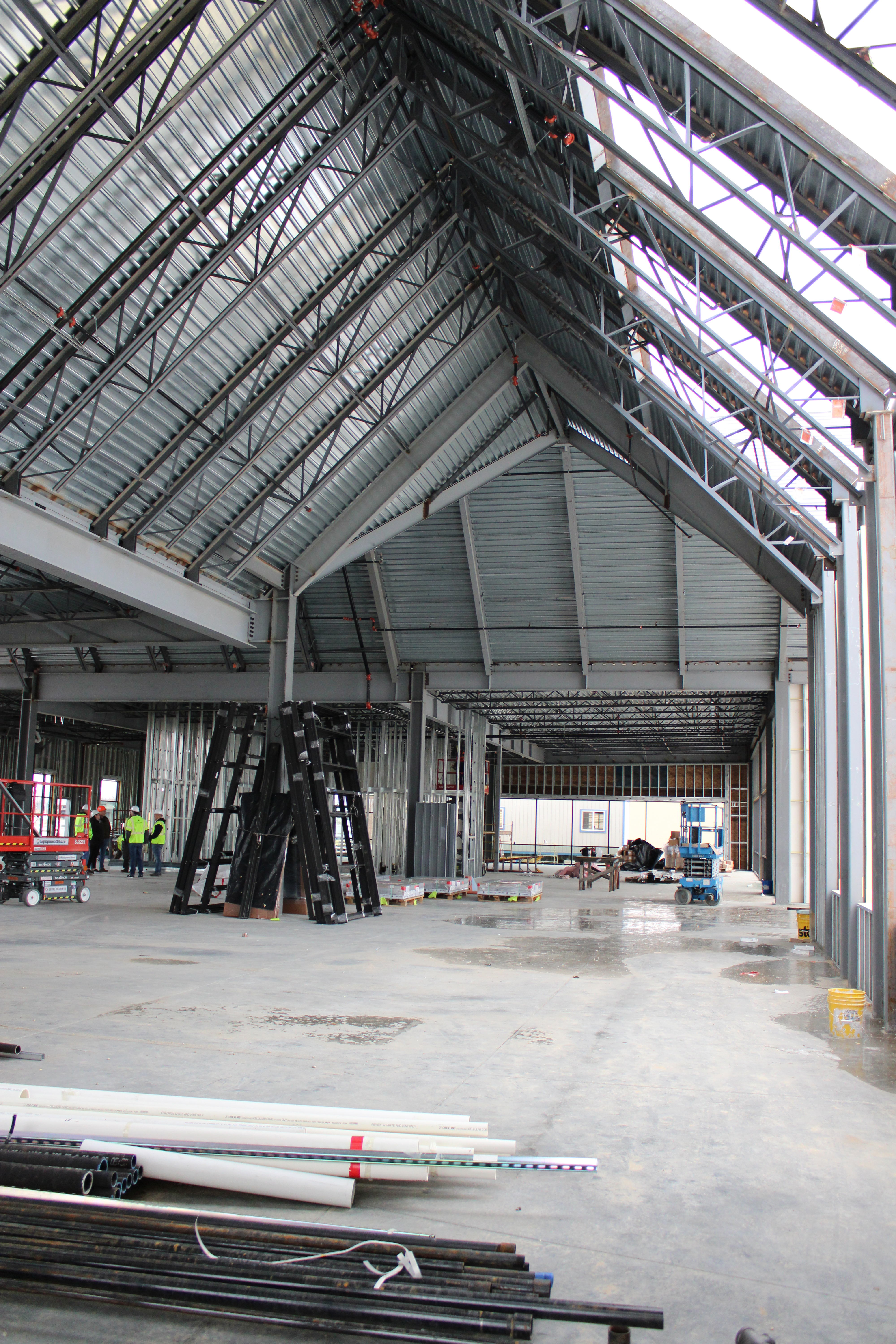 Orchard Park Construction image showing the inside of the building in progress