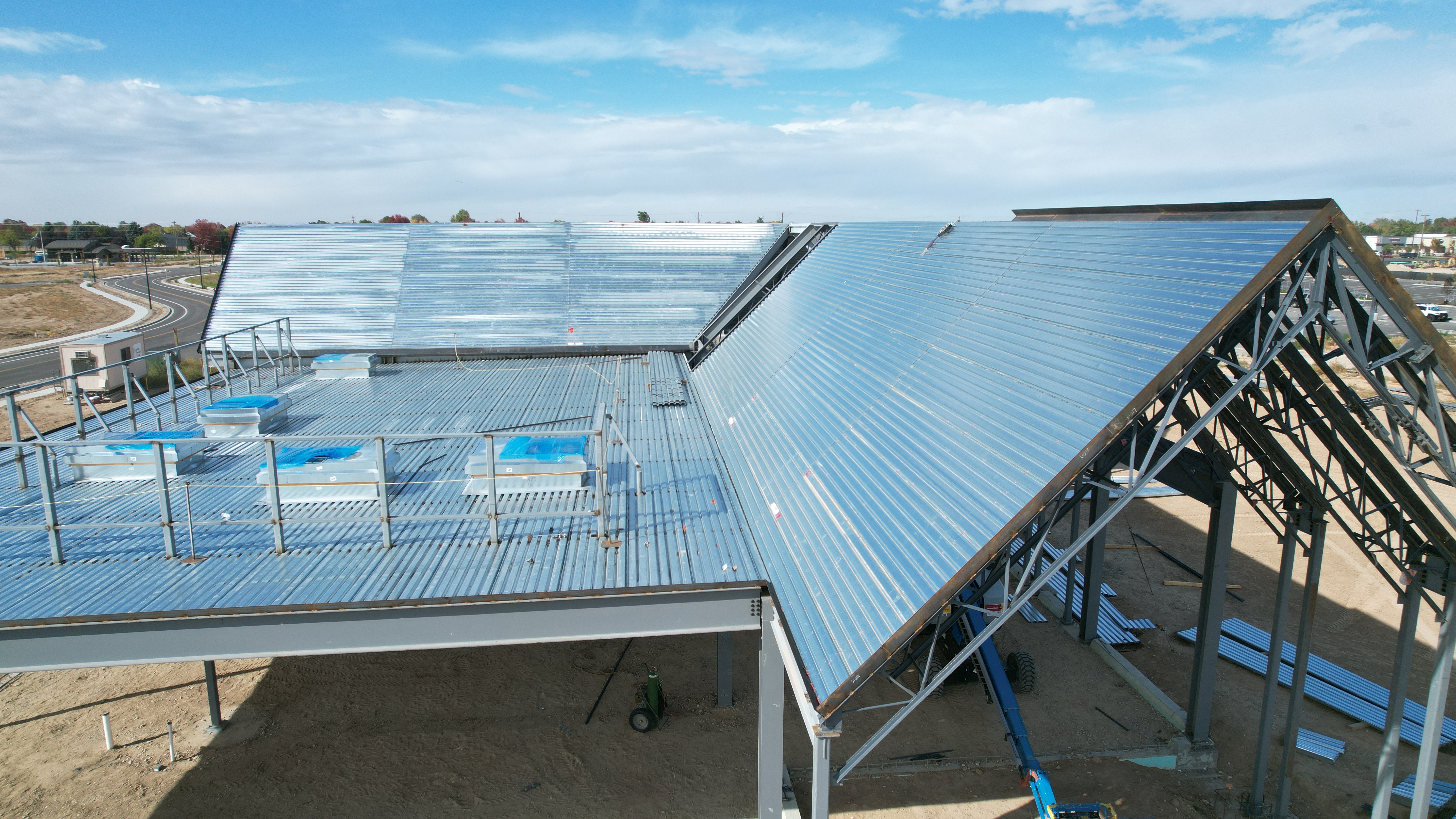 Orchard Park Construction exterior showing the framework of the building