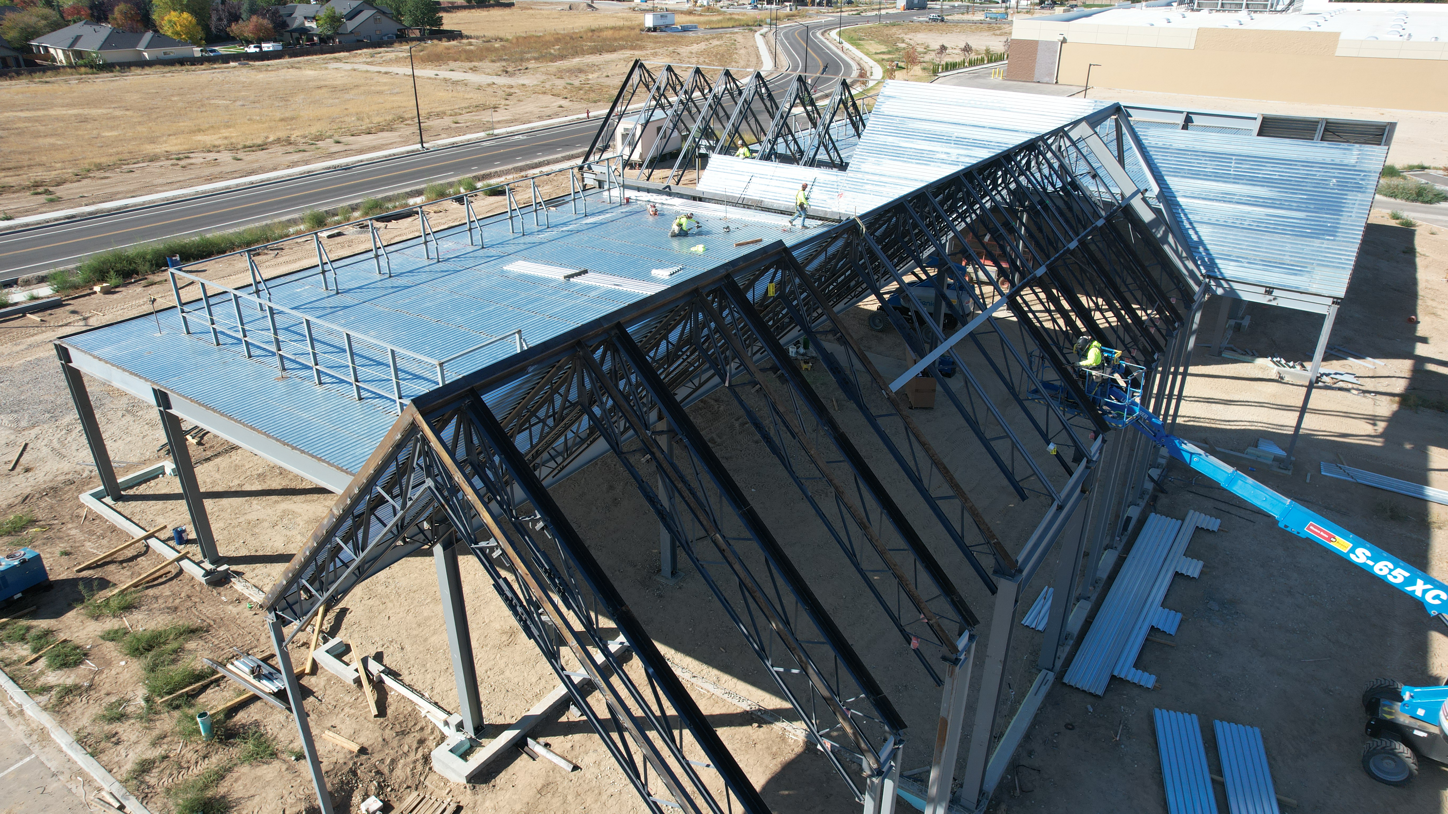 Orchard Park Construction exterior showing the framework of the building