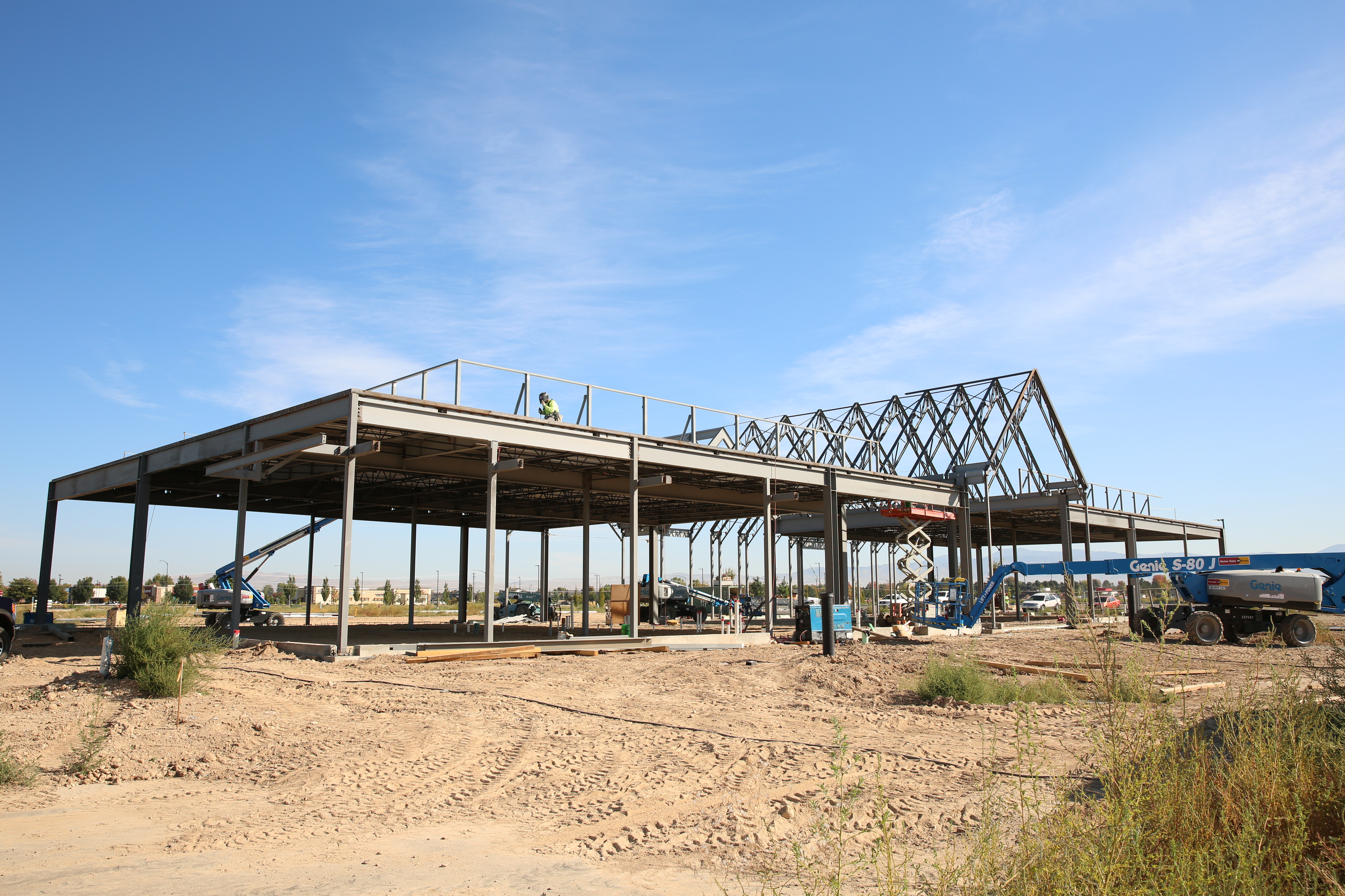 Orchard Park Construction exterior showing the framework of the building