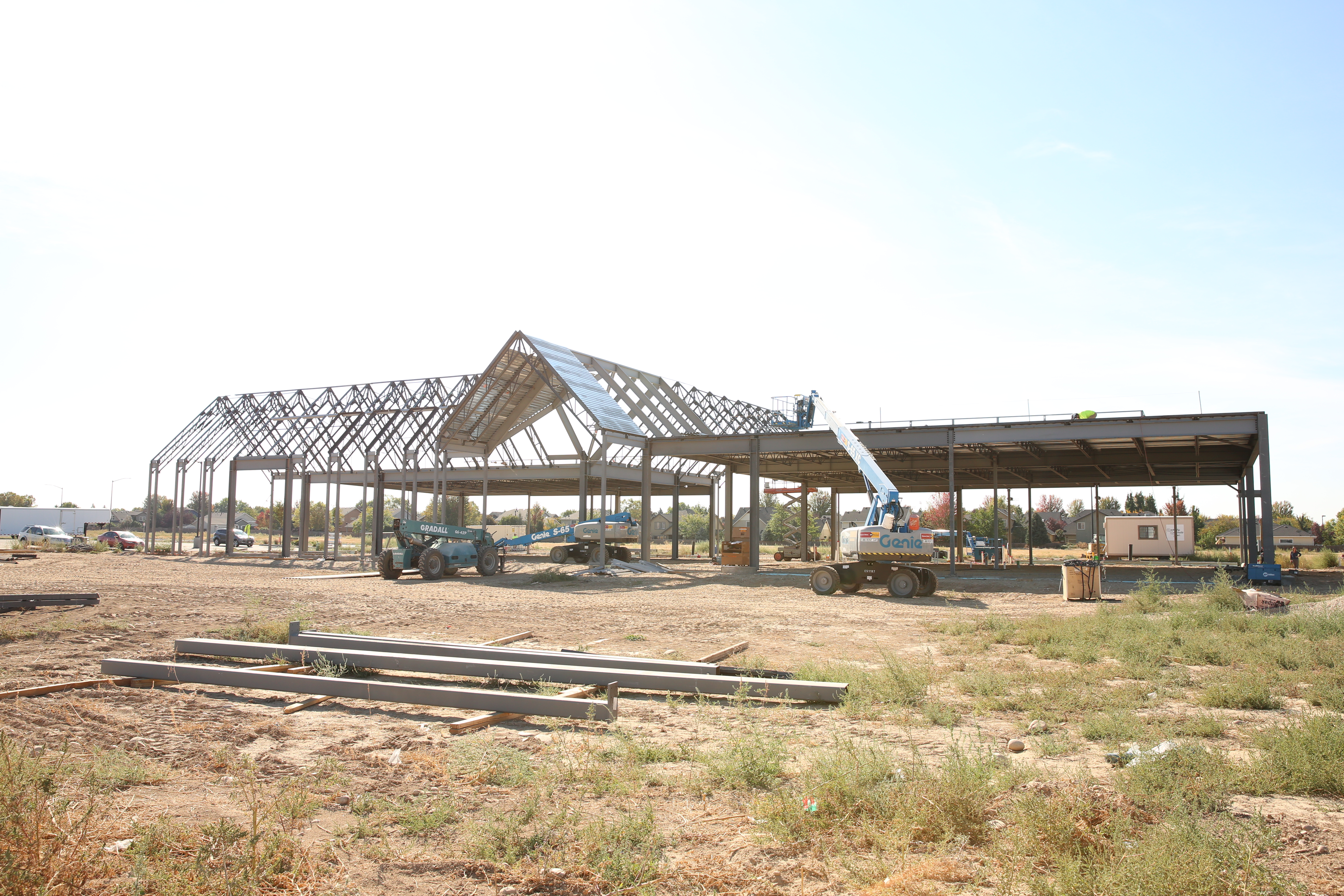 Orchard Park Construction exterior showing the framework of the building