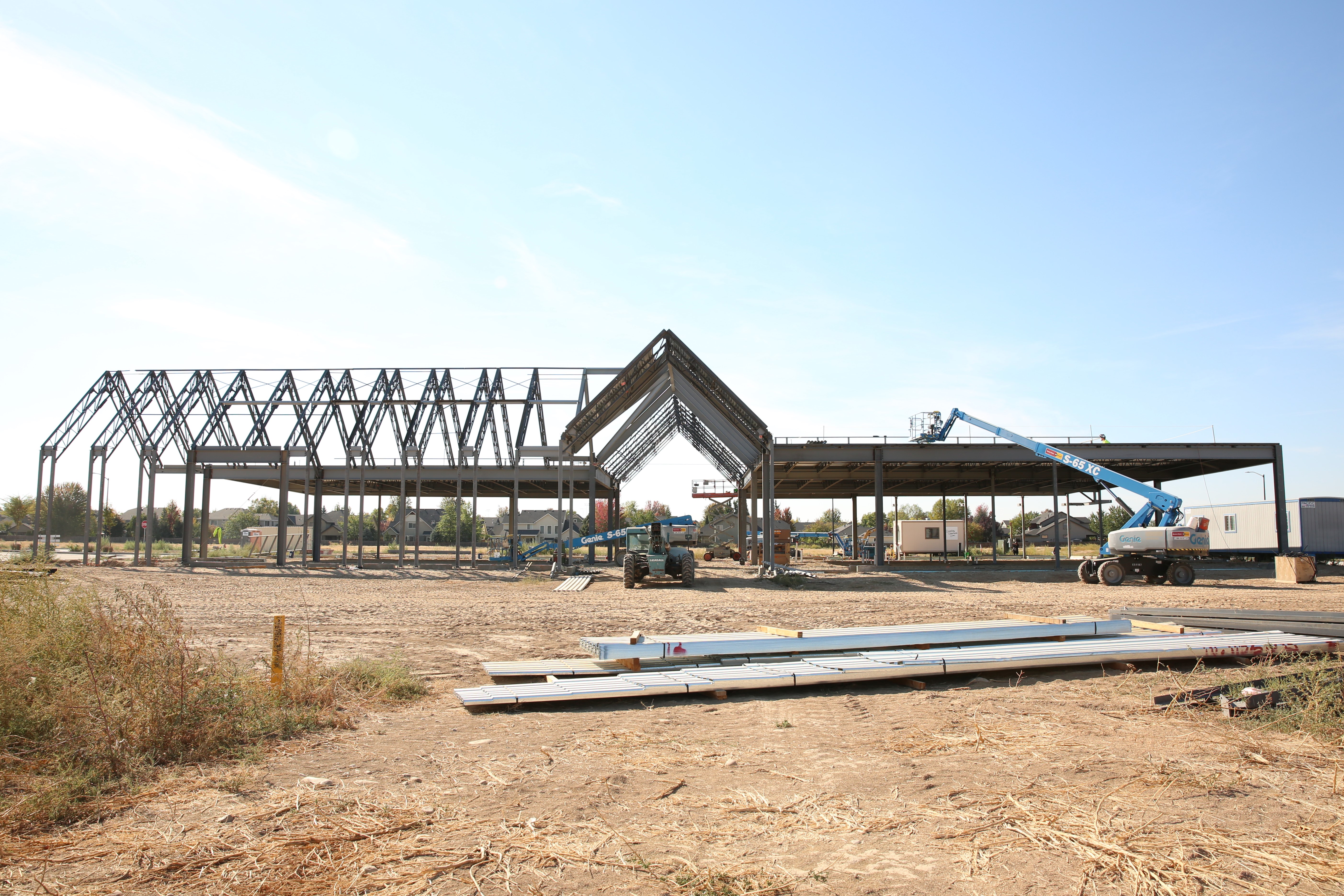 Orchard Park Construction exterior showing the framework of the building