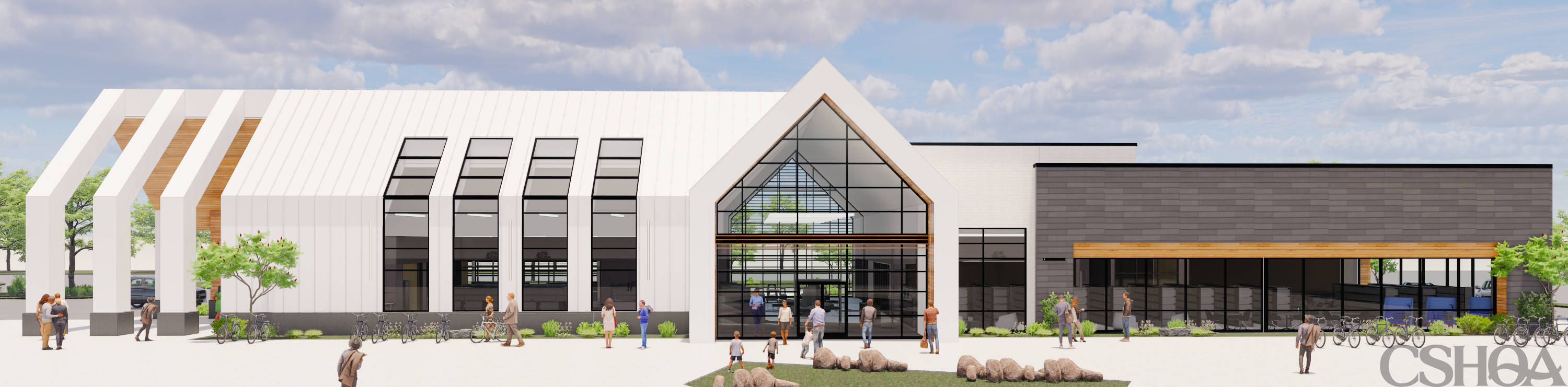 Rendering of the front of the Orchard Park library
