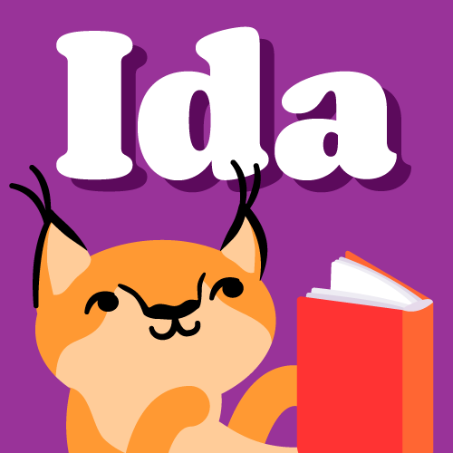 Ida cartoon Lynx reading a book