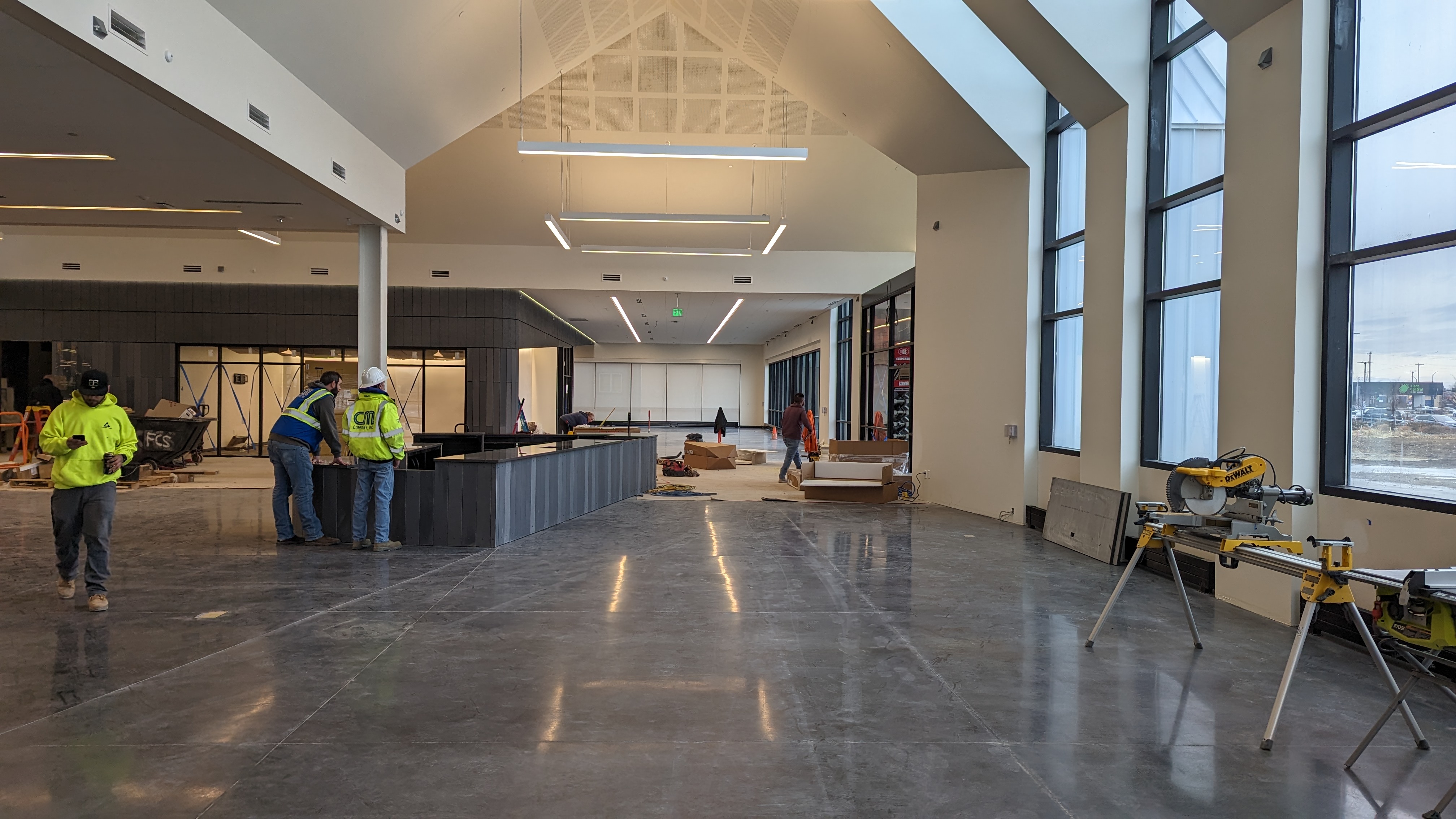 Orchard Park branch construction, east entrance view toward adult and teen collection area.