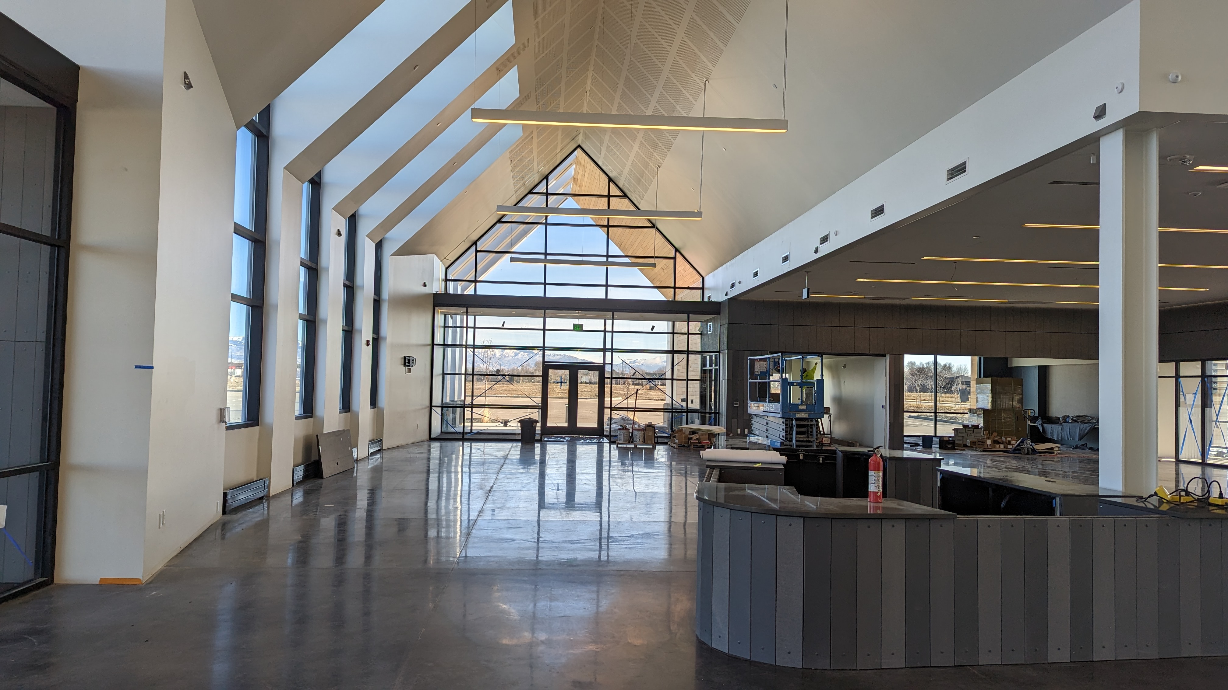 Orchard Park branch construction, north entrance view facing east. 