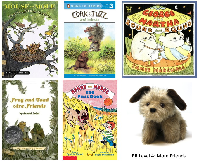 Rascal Reader books from Level 4 More Friends, as well as Rascal dog puppet.