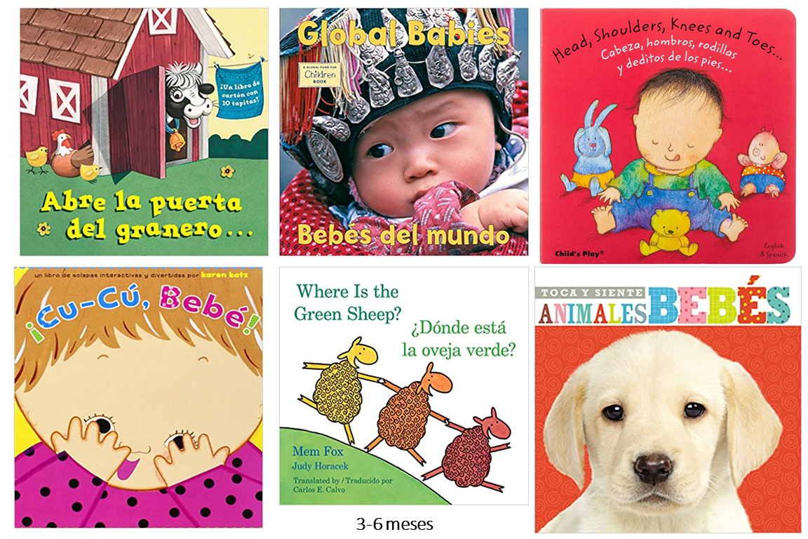 Book covers for six Spanish language early learning board books.