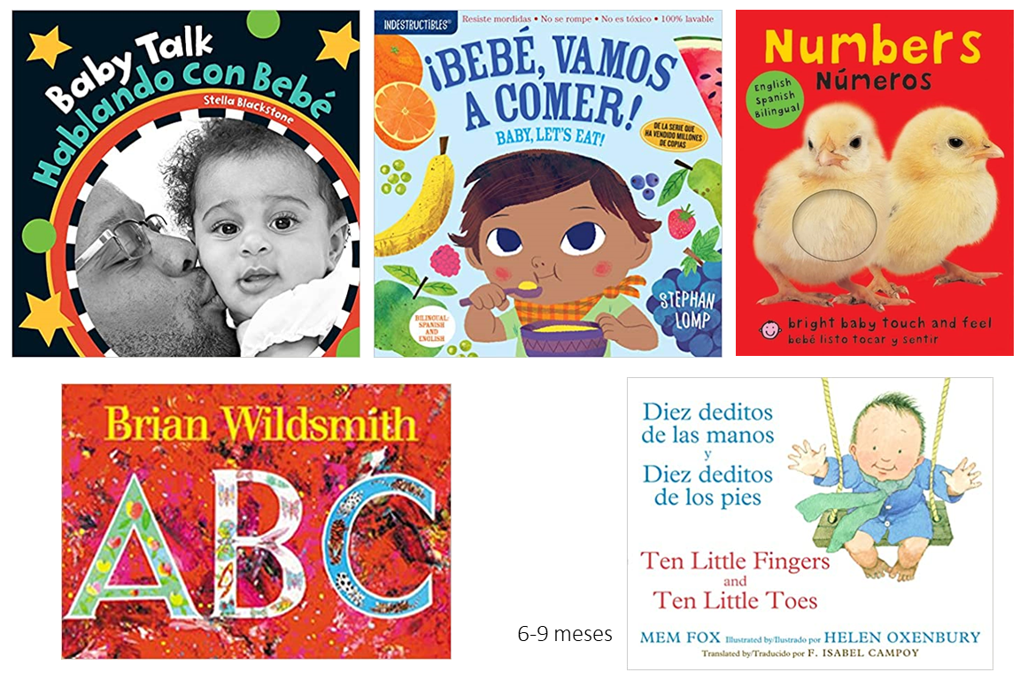 Book covers for five Spanish language early learning board books.