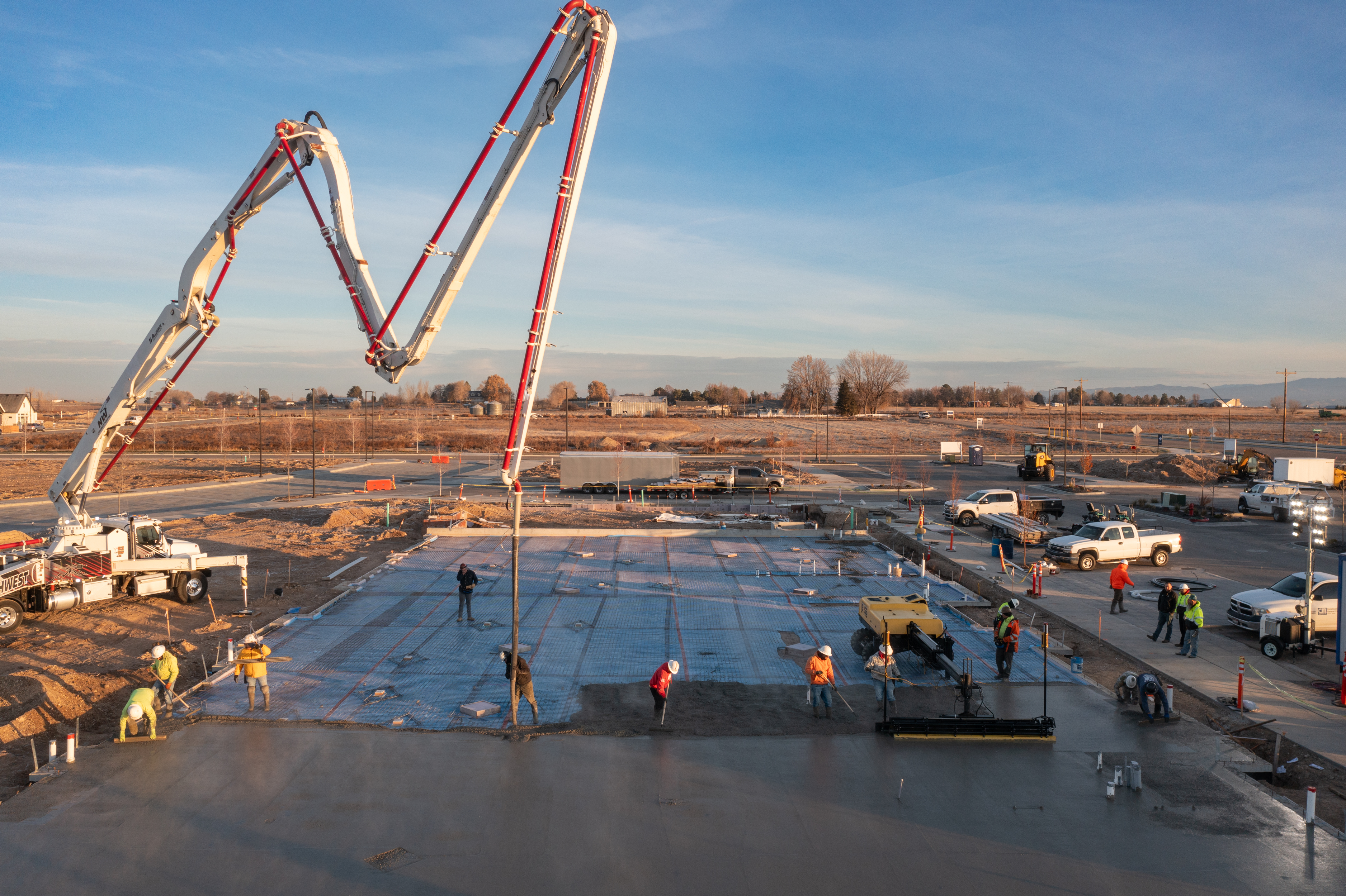 Construction crew of MLD's Pinnacle Branch laying concrete