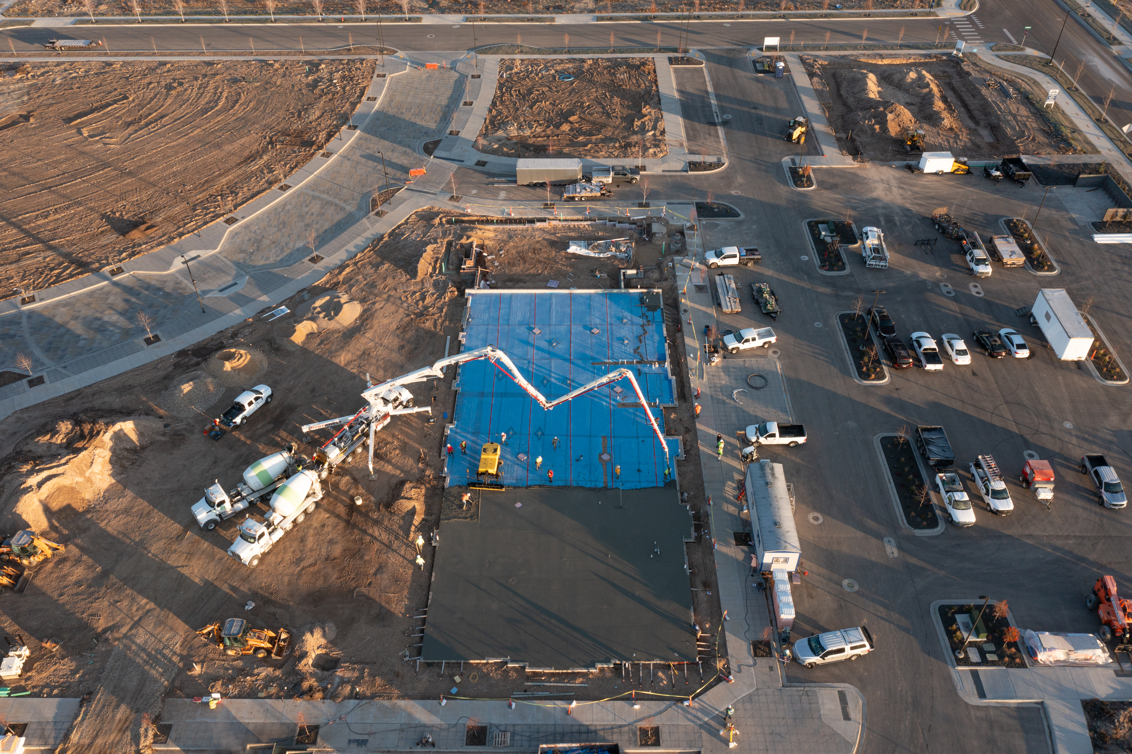 Construction crew of MLD's Pinnacle Branch, laying concrete