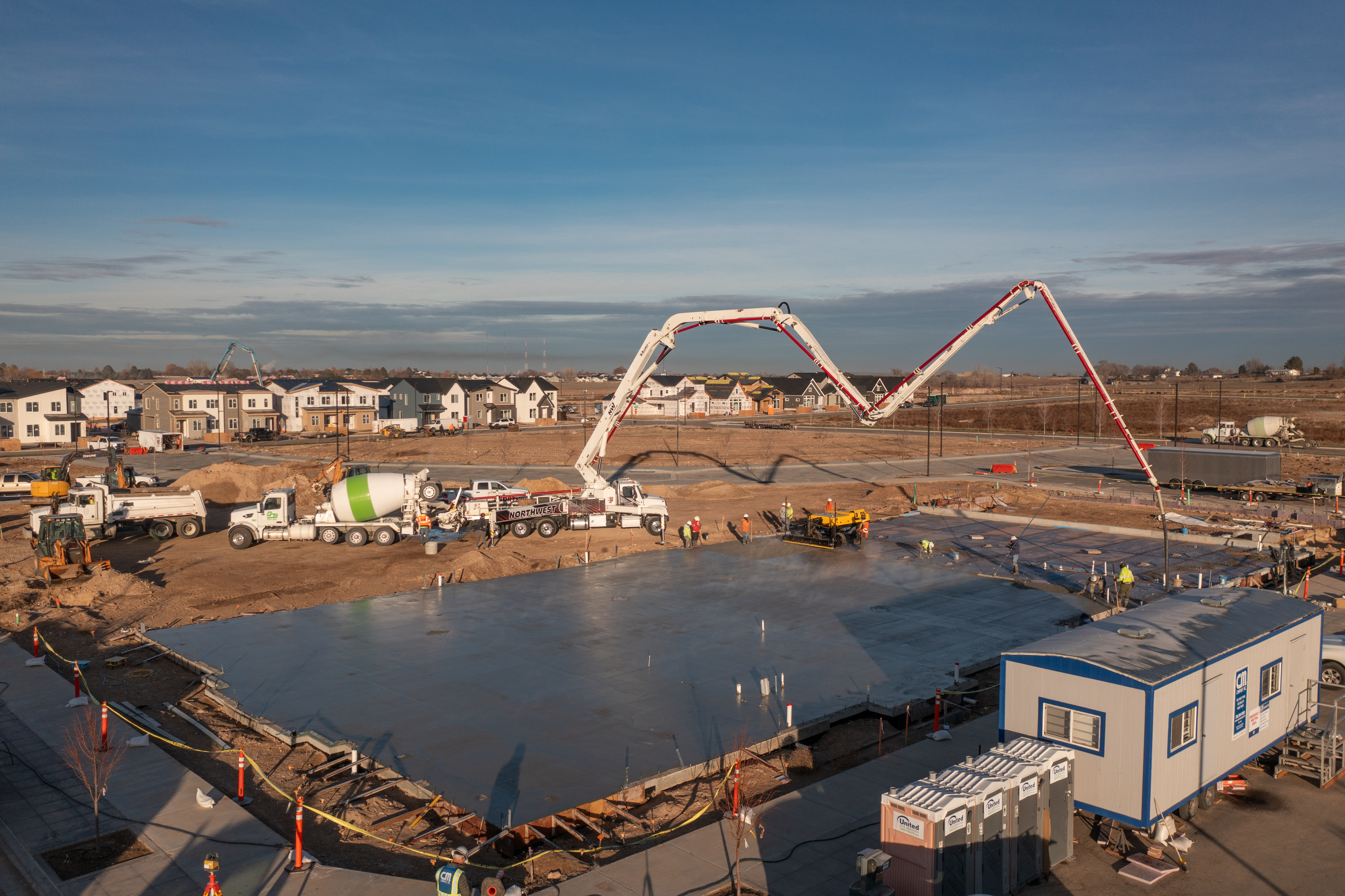 Construction crew of MLD's Pinnacle Branch, laying concrete