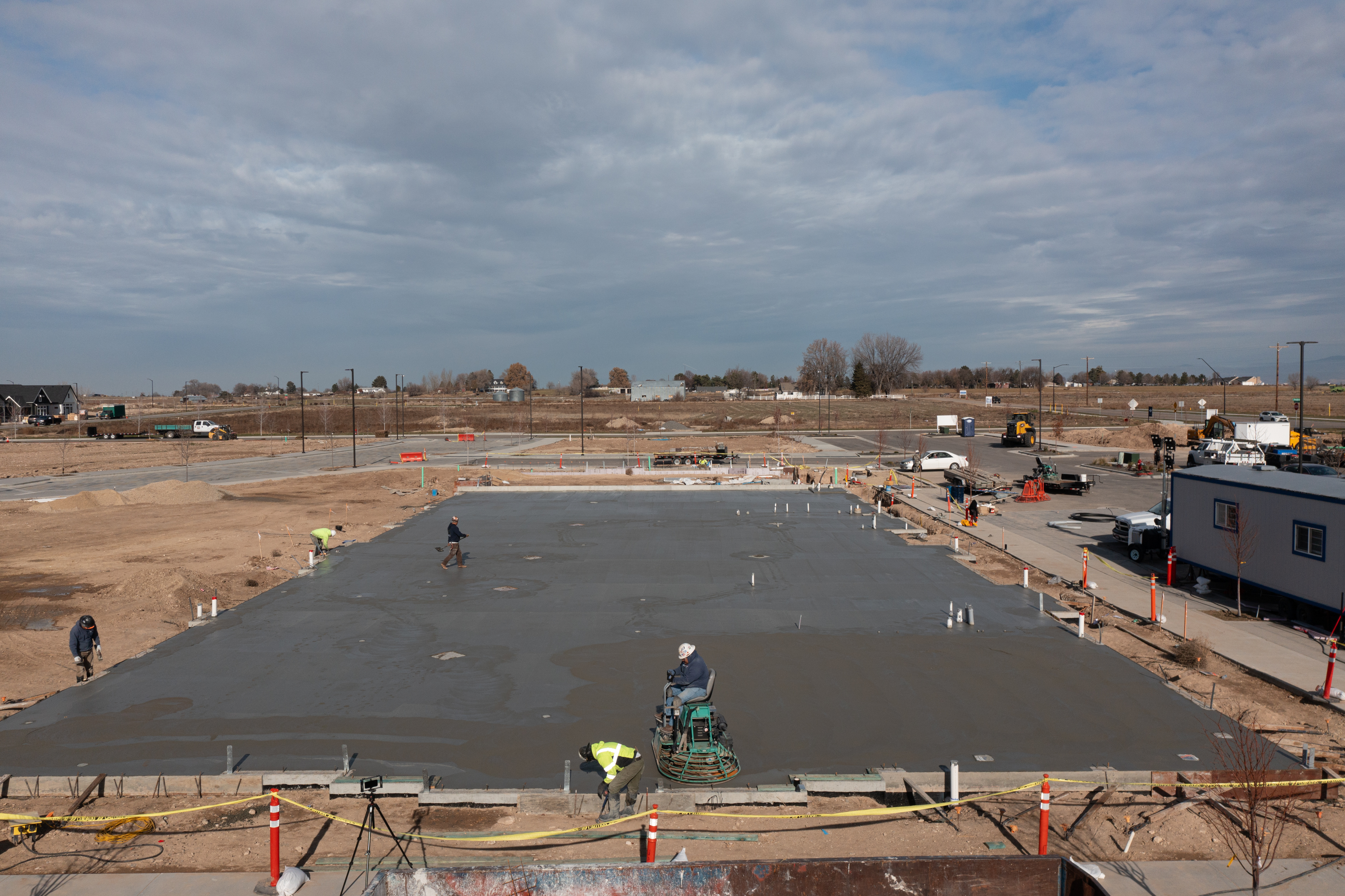 Construction crew of MLD's Pinnacle Branch, laying concrete
