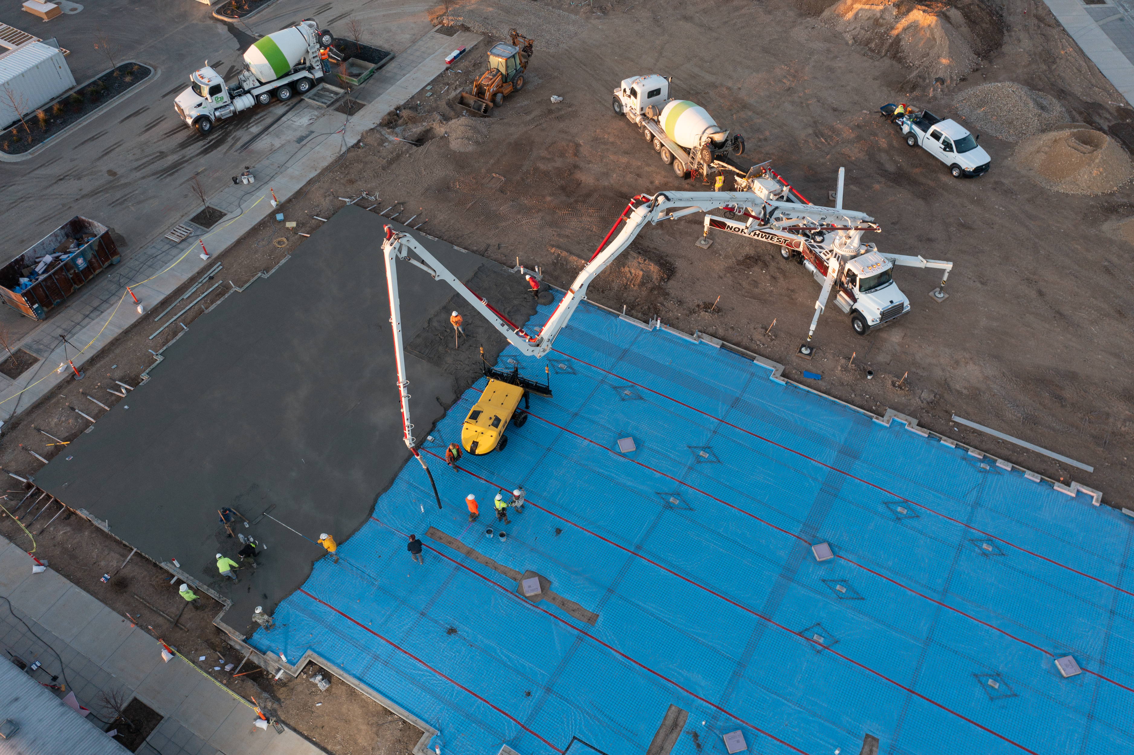 Construction crew of MLD's Pinnacle Branch, laying concrete