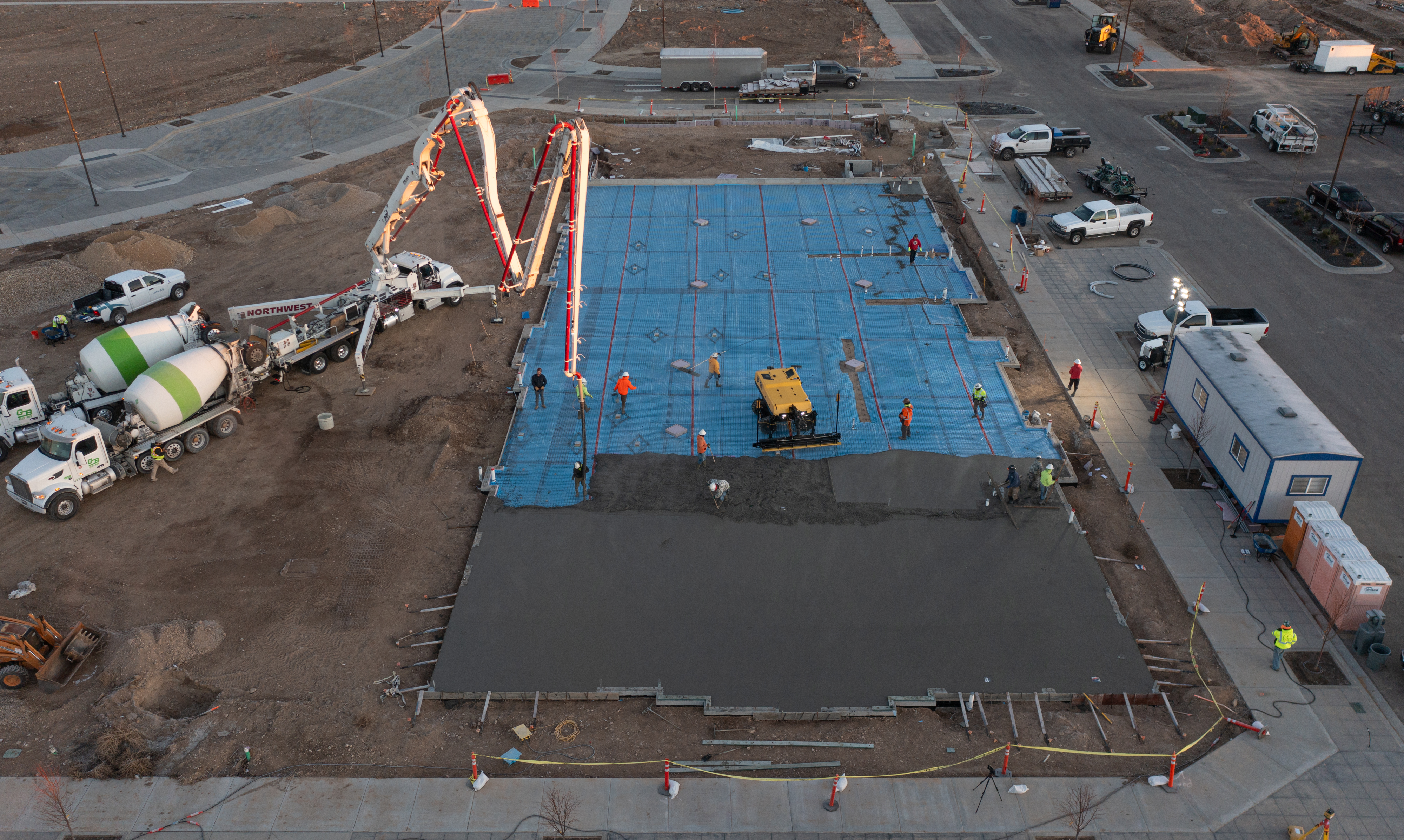 Construction crew of MLD's Pinnacle Branch laying concrete