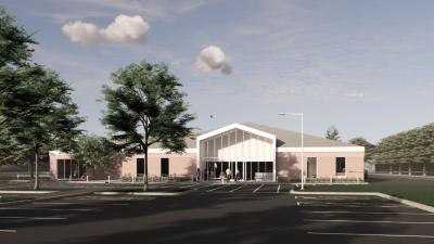 A rendering of the Cherry Lane branch exterior after the renovation is completed
