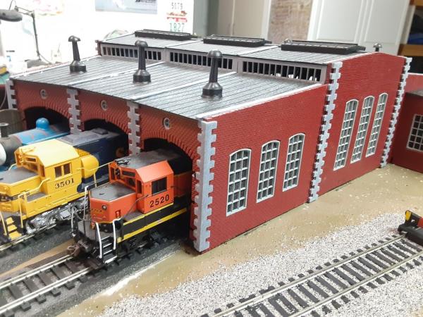 A complete roundhouse from Bonnelycke’s model railroad after completion. Photo provided by Mark Bonnelycke.