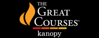 The Great Courses and Kanopy logos on a black background