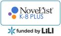NoveList K-8 Plus logo, including text funded by LiLI