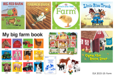 6 farm books, 1 puzzle, farm animal toys