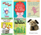 5 funny books, 1 dog puppet