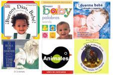 Book covers for six Spanish language early learning board books.