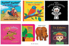 Book covers for seven Spanish language early learning board books.